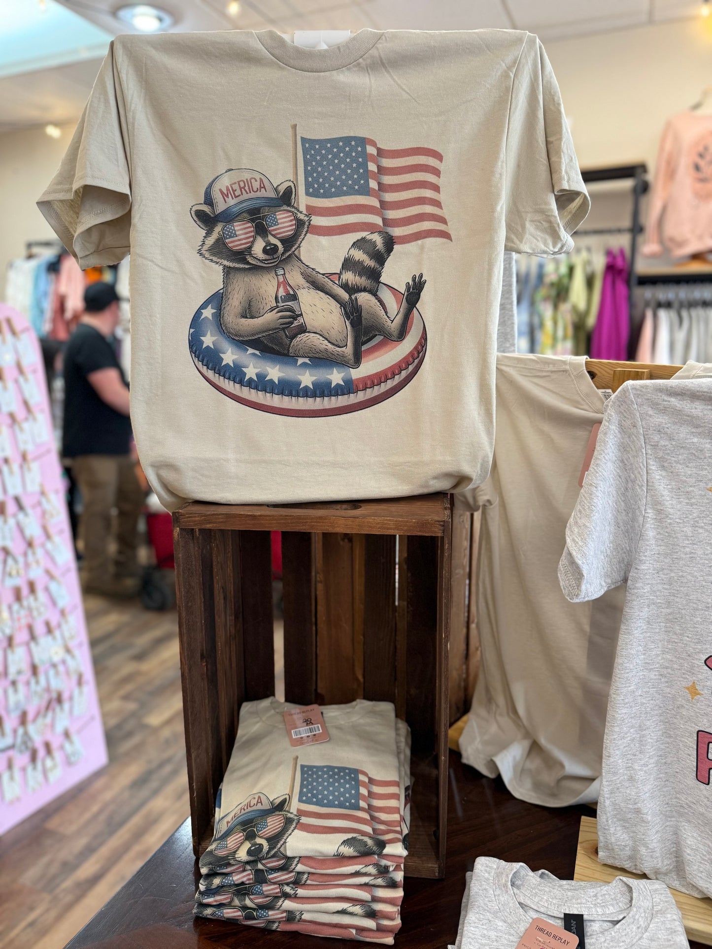 Floating Patriotic Raccoon Tee