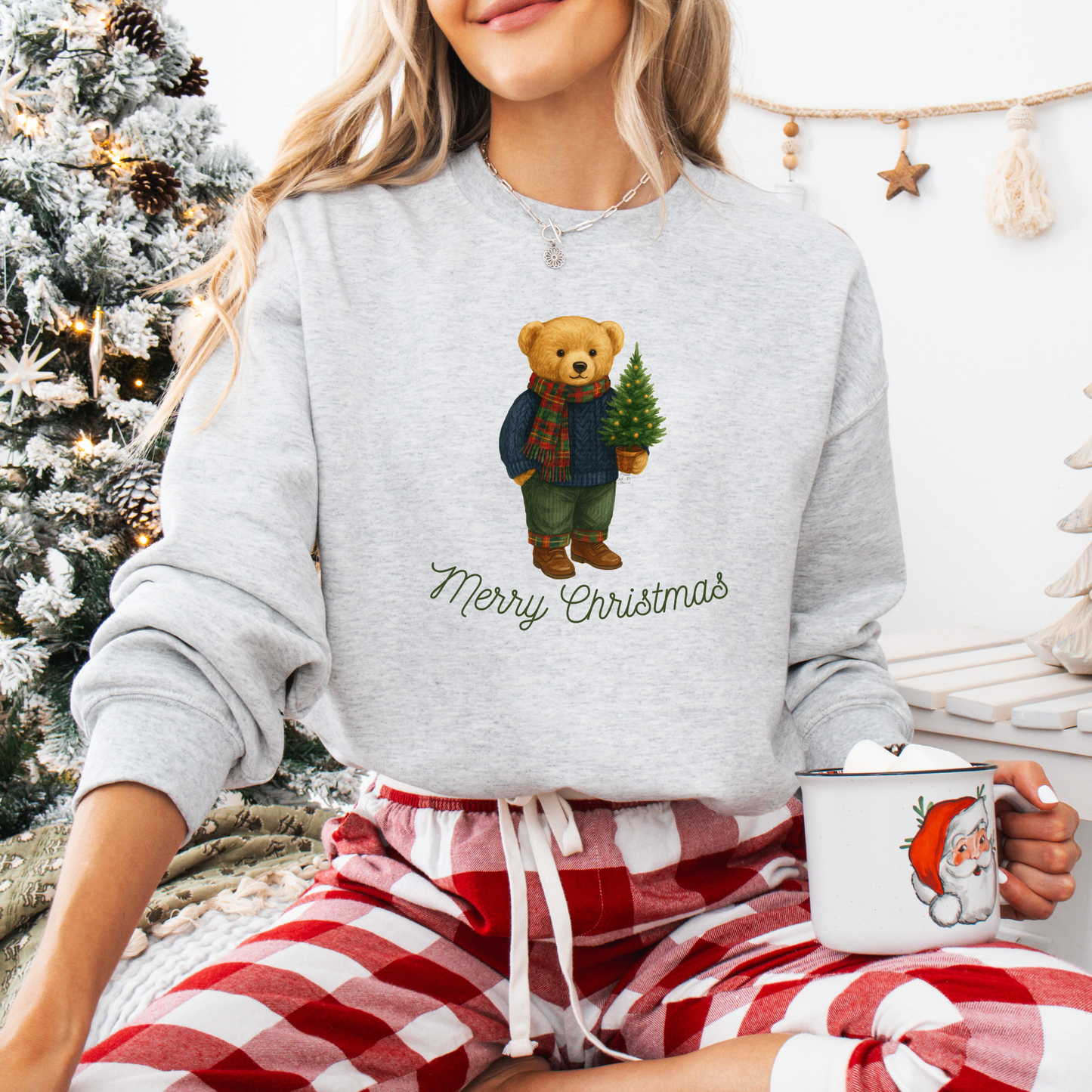 Fancy Christmas Bear Sweatshirt or Short Sleeve