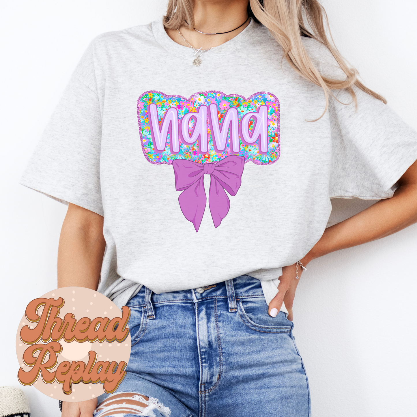 Nana Purple Floral Short Sleeve T-Shirt