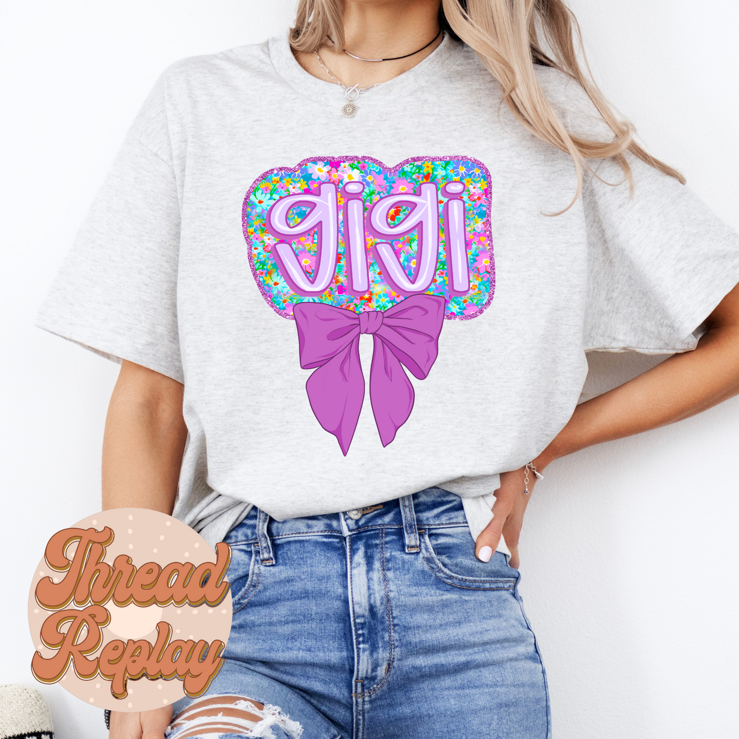 Gigi Purple Floral Short Sleeve T-Shirt