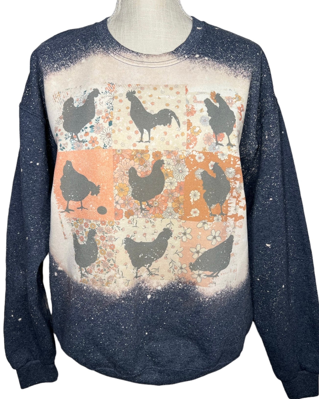 Chicken Pattern Bleached Sweatshirt - Unisex Fit