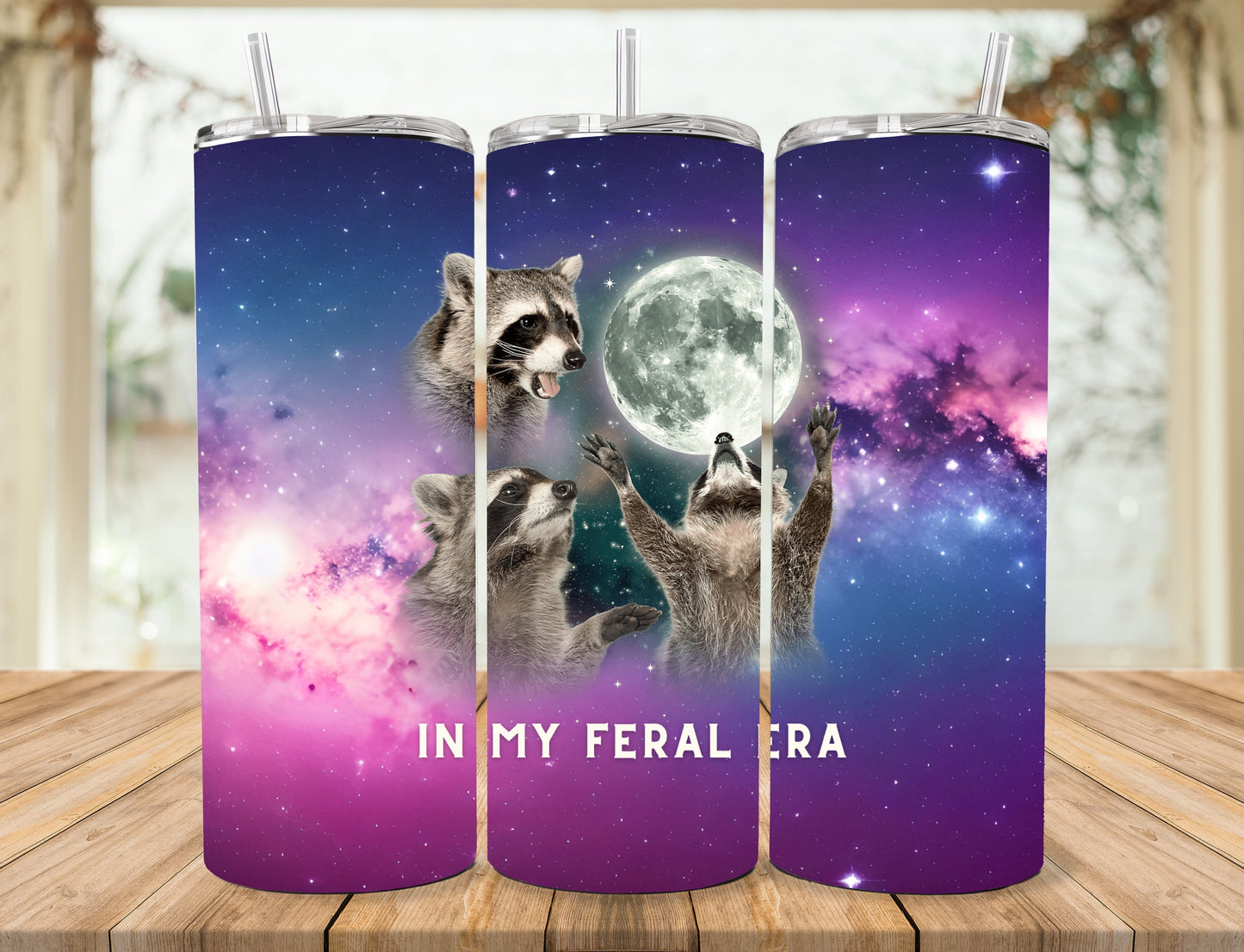 Feral Era Racoon Tumbler - 20oz hot or cold beverages