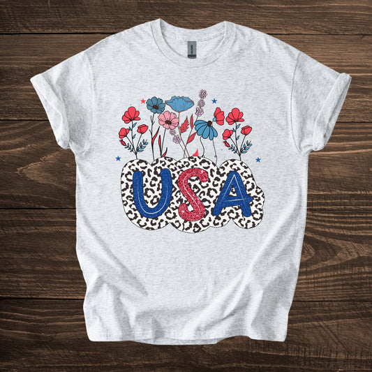 USA Floral Bloom Tee