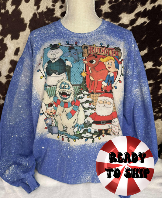 Ready To Ship - Vintage Rudolph Bleached Sweatshirt