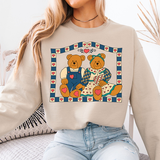 Vintage Bear Couple Sweatshirt / Short Sleeve T Shirt