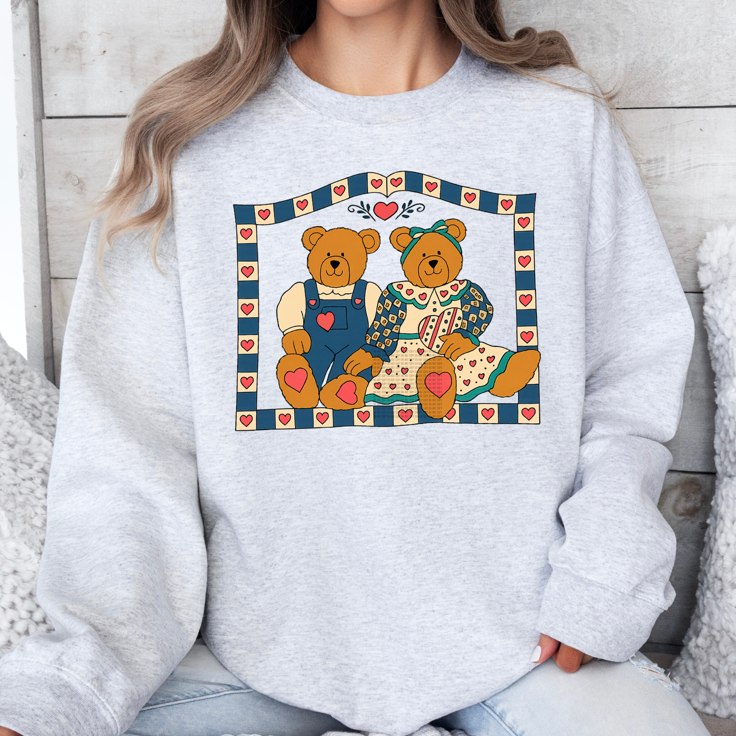 Vintage Bear Couple Sweatshirt / Short Sleeve T Shirt