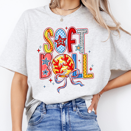 Softball Bow Short Sleeve T-Shirt