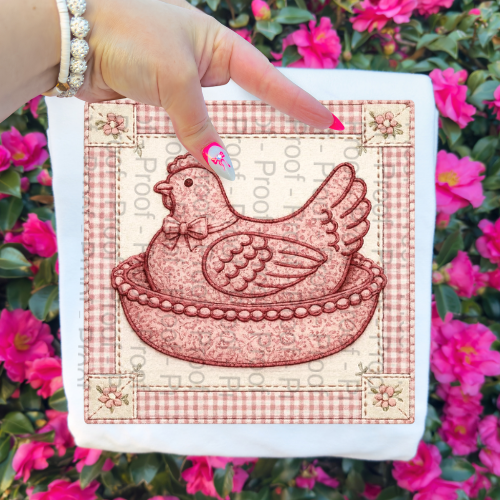 Hen On Nest Rose Pink Short Sleeve or Sweatshirt