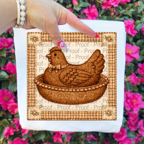 Hen On Nest Antique Brown Short Sleeve or Sweatshirt