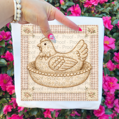 Hen On Nest Lt Cream Short Sleeve or Sweatshirt