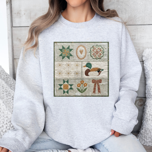 Duck Quilt Square | Sweatshirt or Short Sleeve