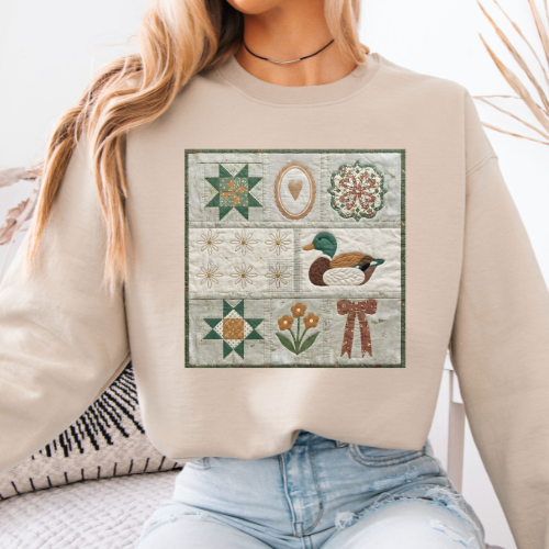 Duck Quilt Square | Sweatshirt or Short Sleeve