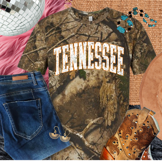 Camo Varsity Tennessee Tee - White Letters