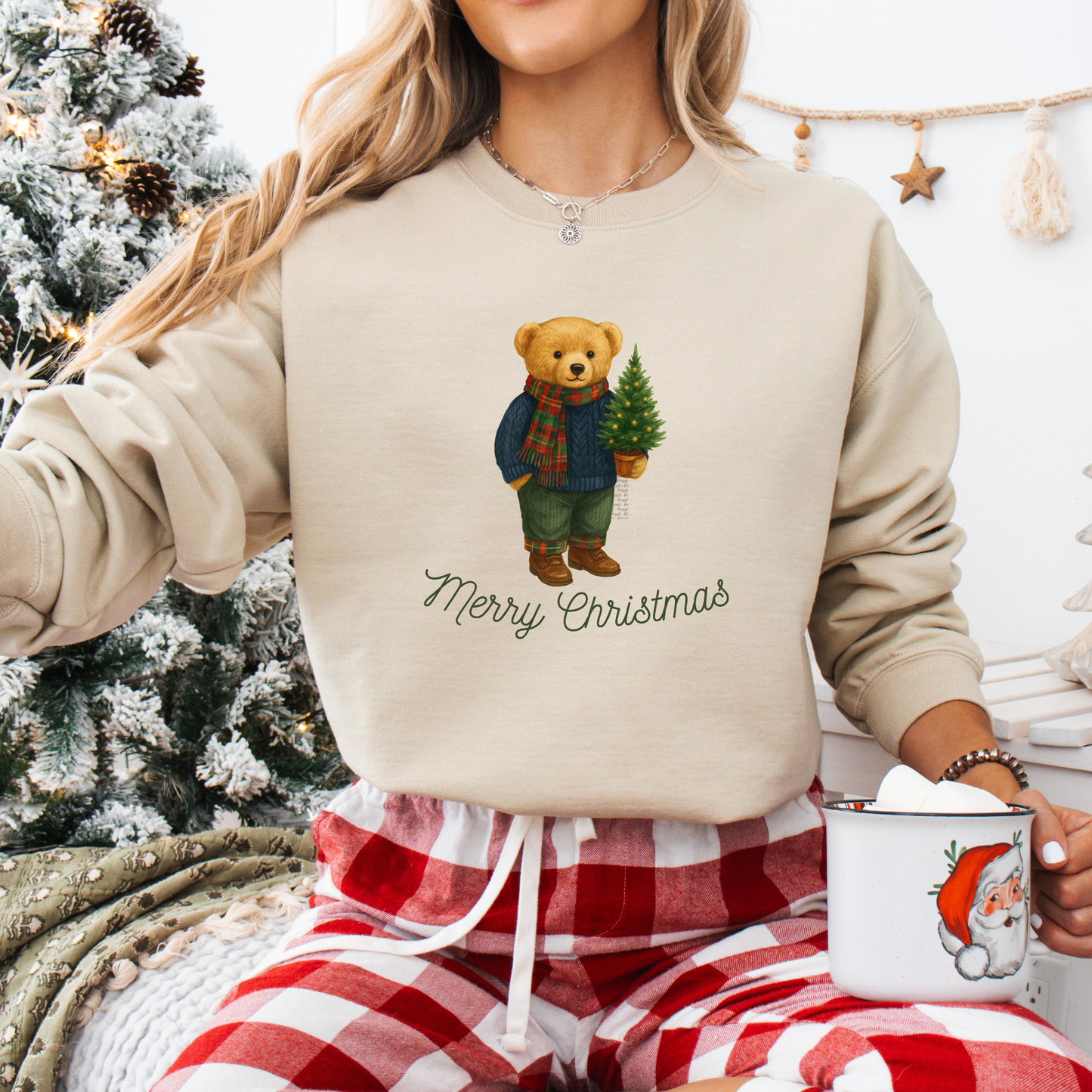 Fancy Christmas Bear Sweatshirt or Short Sleeve