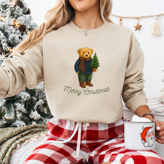 Fancy Christmas Bear Sweatshirt or Short Sleeve