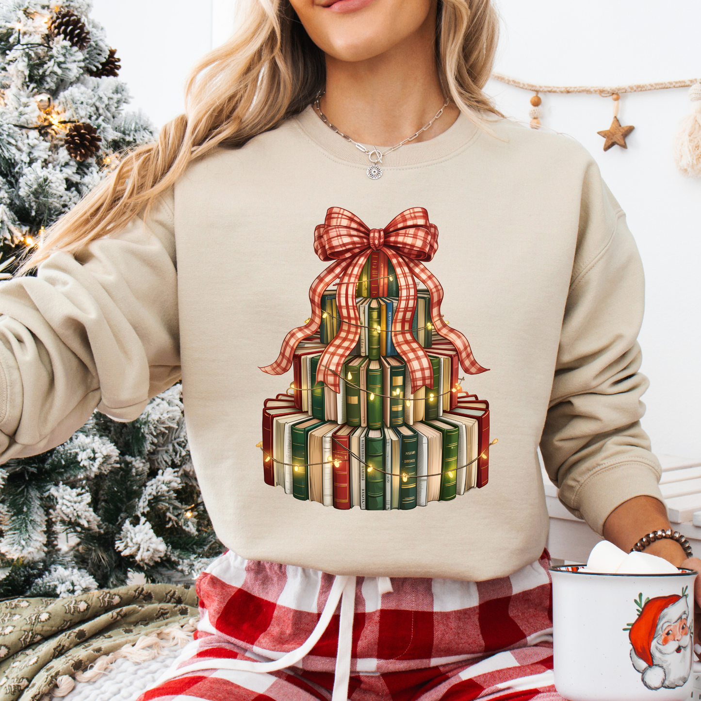 Book Tree Christmas Sweatshirt or Short Sleeve