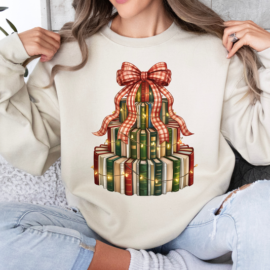Book Tree Christmas Sweatshirt or Short Sleeve