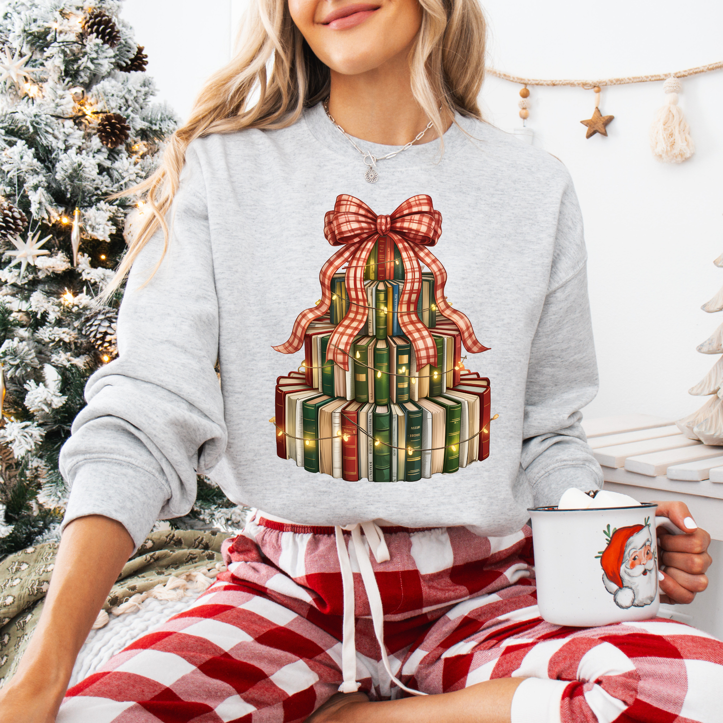Book Tree Christmas Sweatshirt or Short Sleeve